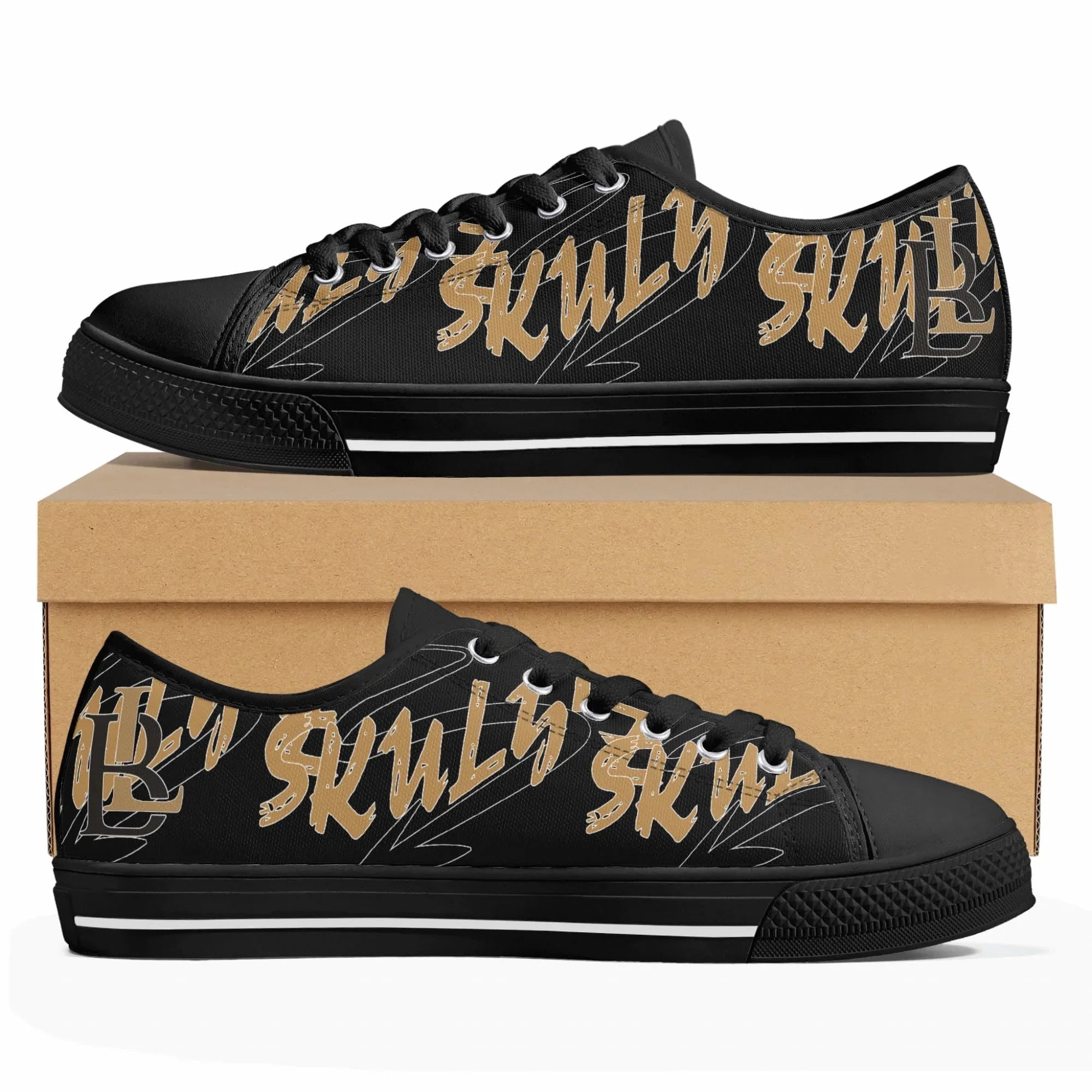 Skulyz Men’s Venom Black Low-Top Sneakers - Bloodline Streetwear LLC